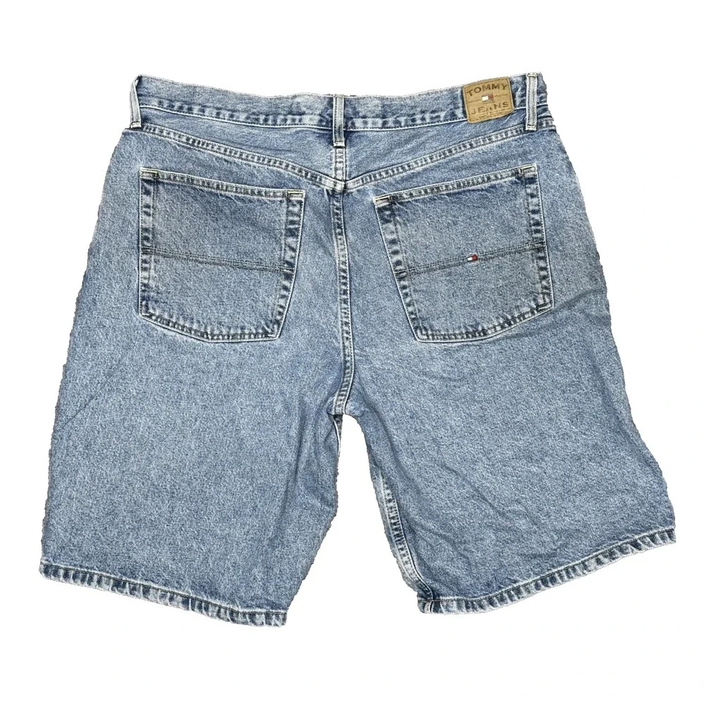 Tommy Hilfiger Mens 38‎ Light Wash Denim Shorts Vintage 90s Baggy Blue